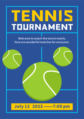 网球俱乐部海报海报模板_网球比赛蓝色传单模版