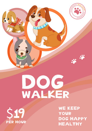 圣诞节图标海报模板_遛狗师动物传单模板