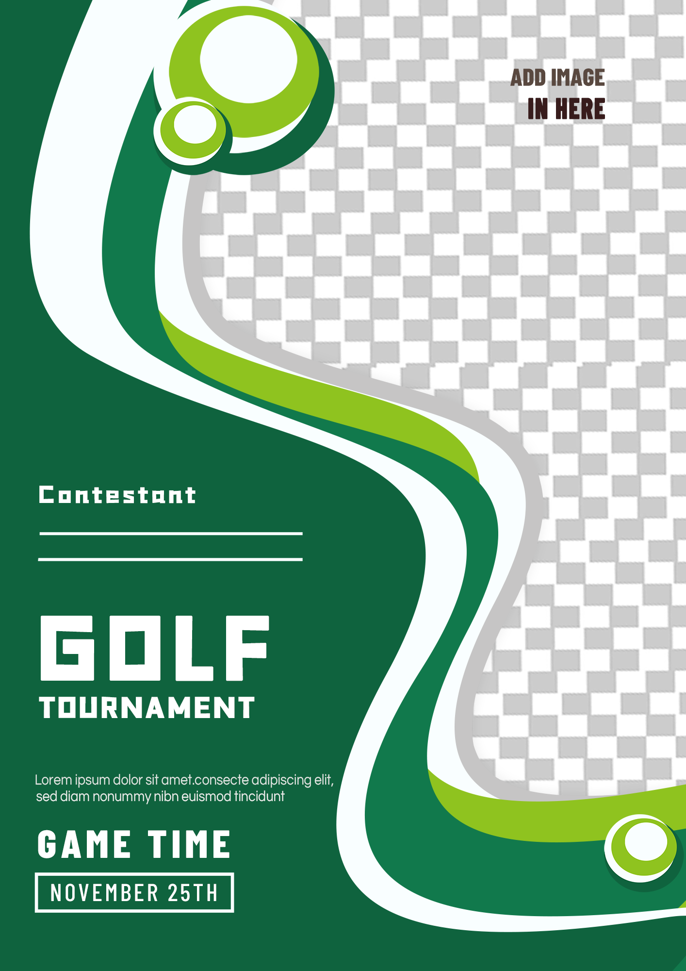 曲线高尔夫比赛绿色层叠简约海报图片