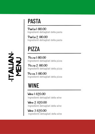 推荐信海报模板_意大利餐厅菜单餐饮商业红色绿色模板