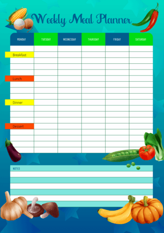 日程记录表海报模板_每周饮食规划餐单模板