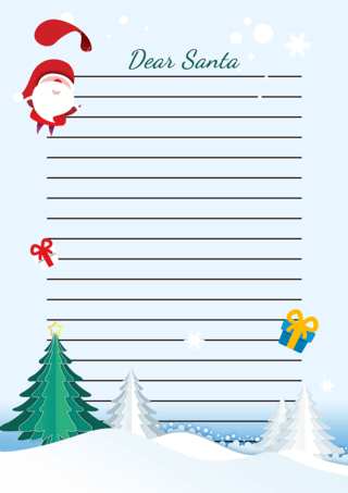 矢量圣诞树插画海报模板_圣诞信纸淡蓝色海报