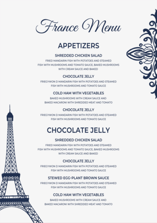 时尚新品介绍海报模板_法国餐厅菜单简约模板
