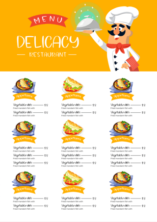 健康饮食的海报模板_法国餐厅菜单现代精美模板