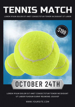 网球比赛海报模板_网球比赛黑色简约传单