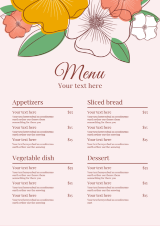创意粉色边框海报模板_法国餐厅菜单粉色时尚模板