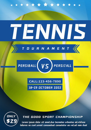 网球公开赛海报海报模板_网球体育比赛传单模板
