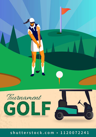 高尔夫运动海报模板_高尔夫锦标赛传单模板