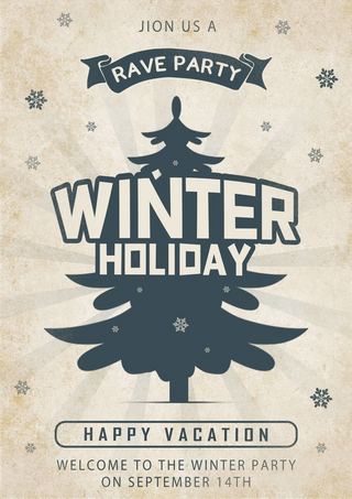 新年招生海报模板_寒假冬季节日传单米黄色模板