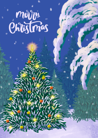 圣诞节装饰圣诞树海报模板_圣诞节冬季圣诞树贺卡