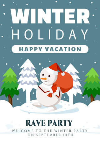 圣诞雪花彩色海报模板_寒假冬季节日传单简约创意模板