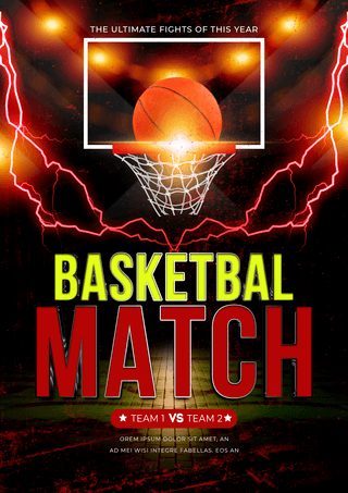 篮球馆海报模板_光线闪电篮球比赛竞技海报