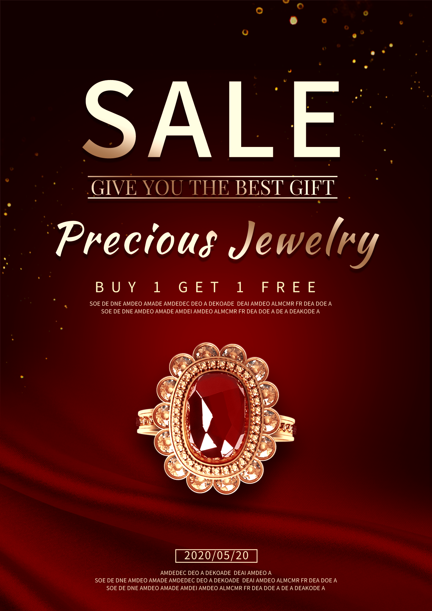 珠宝首饰红宝石戒指促销宣传海报图片