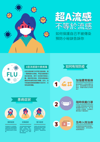 健康健康人海报模板_流感卡通医疗医学防疫宣传卫教单张传单