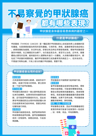 医疗护理健康海报模板_卡通药品医生甲状腺炎疾病护理单张