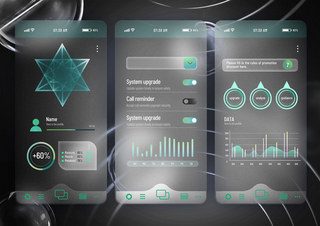 透明图标海报模板_ui交互界面未来式时尚风格黑色海报