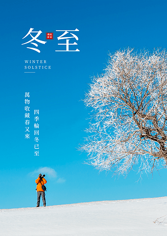 雪景冬至传统节气蓝色摄影图宣传海报