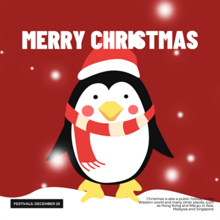 快乐企鹅海报模板_圣诞节雪企鹅