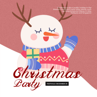 卡通圣诞树雪人海报模板_圣诞节雪人麋鹿角