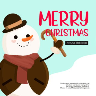 拐杖动画海报模板_圣诞节雪人拐杖