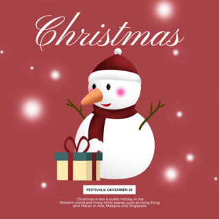 白色雪人海报模板_圣诞节雪人礼物