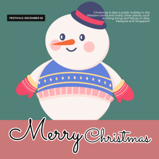 白色雪人海报模板_圣诞节雪人玩具