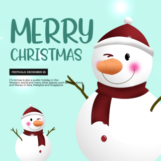 礼物堆海报模板_圣诞节雪人玩偶