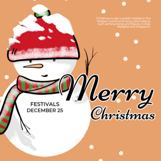 插画白色圣诞树海报模板_圣诞节雪人雪花