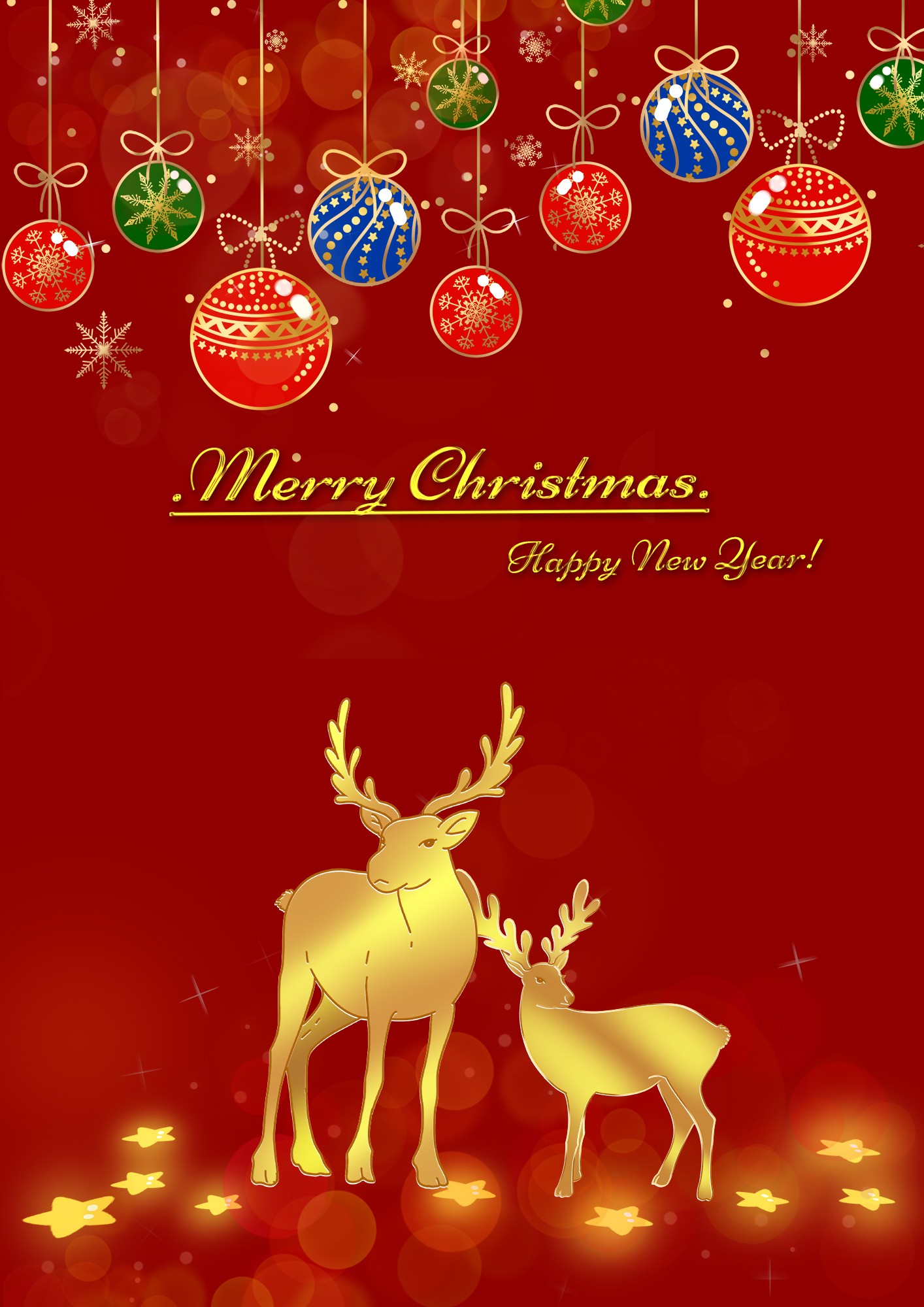 圣诞节模板红金色彩灯麋鹿装饰图片