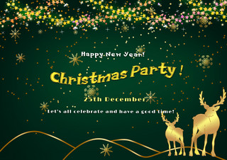 雪花麋鹿海报模板_圣诞节模板绿色简约麋鹿装饰