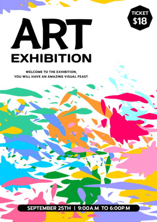 博物馆艺术品海报模板_艺术展览宣传传单彩色艺术展览海报