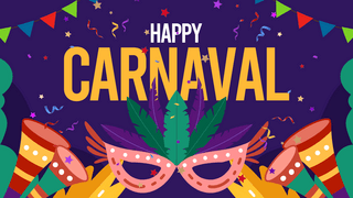 面具横幅海报模板_彩旗热带植物叶子面罩巴西狂欢节节日派对网页横幅