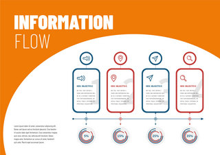 商务信息分析海报模板_信息流程图模版几何橙色