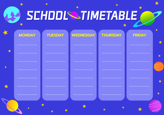 计划时间海报模板_卡通教育学校计划表蓝色卡通星球学校计划时间表