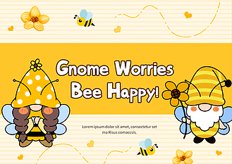 蜜蜂侏儒生日快乐卡通祝福贺卡