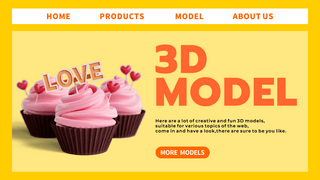 模型3d海报模板_3d视觉网页横幅黄色食物模型网页