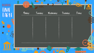 日历表格海报模板_卡通教育学校计划表蓝色黑色