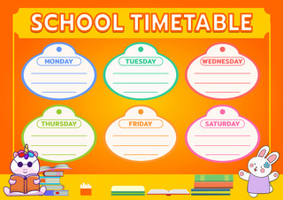 教育规划海报模板_学校教育计划表卡通彩色一周时间计划表模版