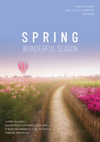 春天到来花卉花海海报模板