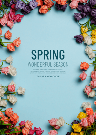 春天到来花卉海报模板