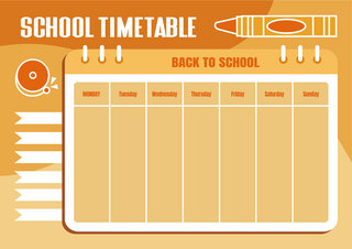卡通表格海报模板_教育学校计划表橙色铅笔