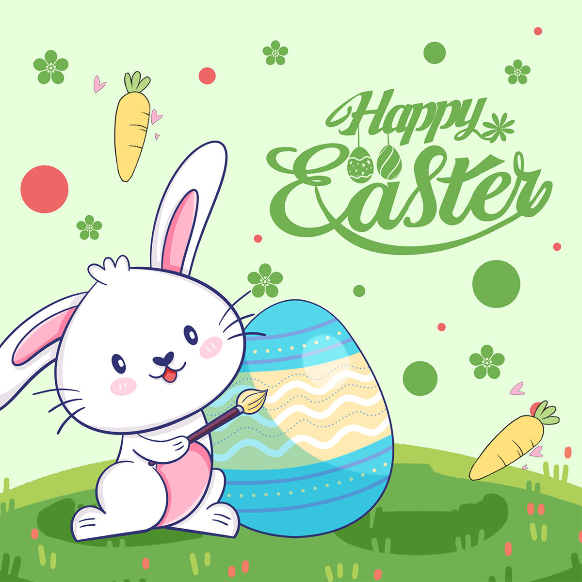 复活节兔子彩蛋卡通社交媒体图片