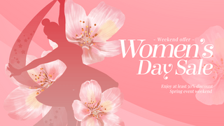 国际土地日海报模板_女人剪影卡通花卉国际女人节宣传促销网页横幅
