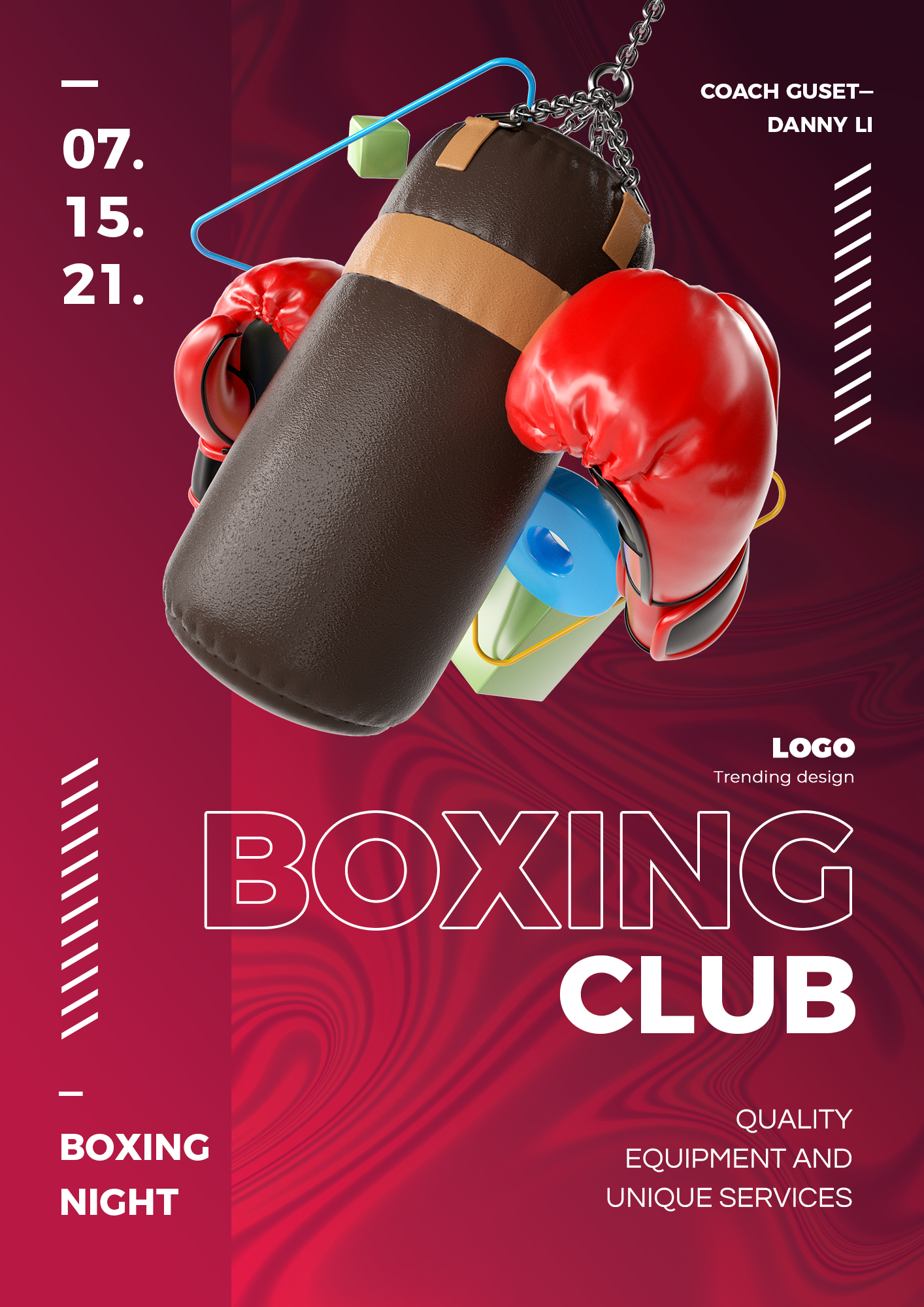 拳击搏击几何图形色彩渐变健身俱乐部海报图片