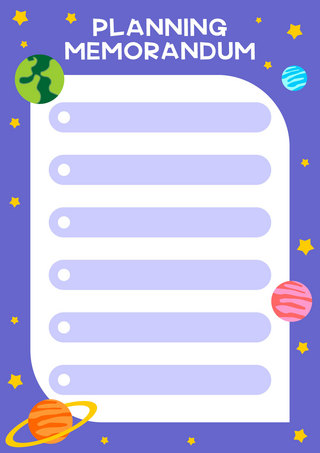 日记海报模板_教育学习计划备忘录卡通彩色星球学习计划表 向量