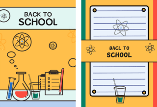 器具海报模板_化学工具卡通教育返回学校卡片海报