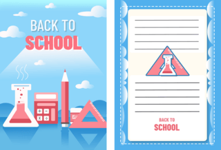 学校卡片海报模板_化学器具卡通教育返回学校卡片海报