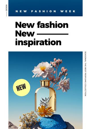 漂亮的香水瓶海报模板_花卉植物女性香水香氛宣传海报