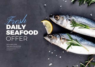 鱼海鱼海报模板_海鲜餐饮美食宣传促销海报