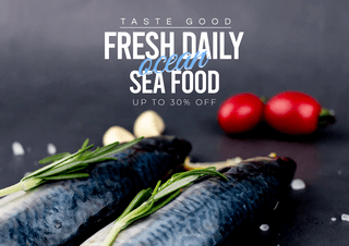 创意食物宣传海报海报模板_新鲜沙丁鱼美味海鲜餐厅餐饮宣传海报
